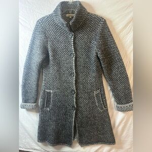 Cocogio Italy Chunky Knit Sweater Coat Cardigan Gray Wool Blend M